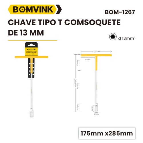Chave canhão 13 mm cabo tipo T - BOM-1267 Chave canhão 13 mm cabo tipo T - BOM-1267