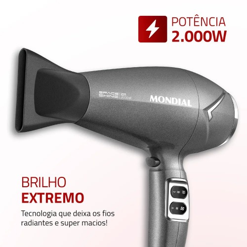 Secador de cabelo 2000 watts Tourmaline SPACE SHINE Grafite - SC-20 220V Secador de cabelo 2000 watts Tourmaline SPACE SHINE Grafite - SC-20 220V