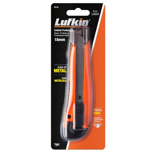 Estilete largo 18 mm emborrachado trava deslizante - EP18L Estilete largo 18 mm emborrachado trava deslizante - EP18L