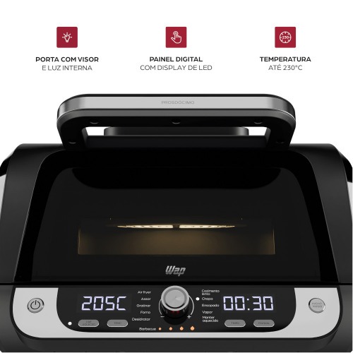 Fritadeira elétrica sem óleo air fryer digital 10L 1800w com visor clear - BARBECUE 110V Fritadeira elétrica sem óleo air fryer digital 10L 1800w com visor clear - BARBECUE 110V