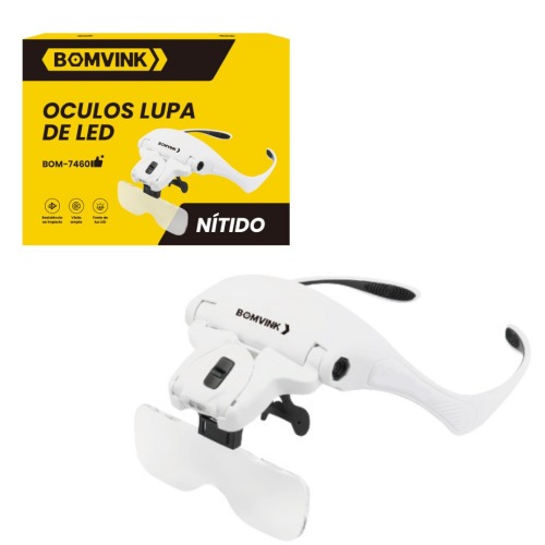 Óculos Com Lupa de Cabeça e Luz LED - BOM-7460 Óculos Com Lupa de Cabeça e Luz LED - BOM-7460