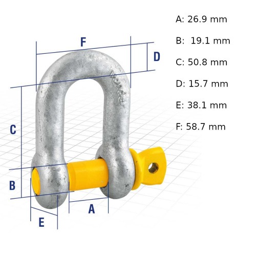 Manilha reta para cabo de aço 5/8 Manilha reta para cabo de aço 5/8