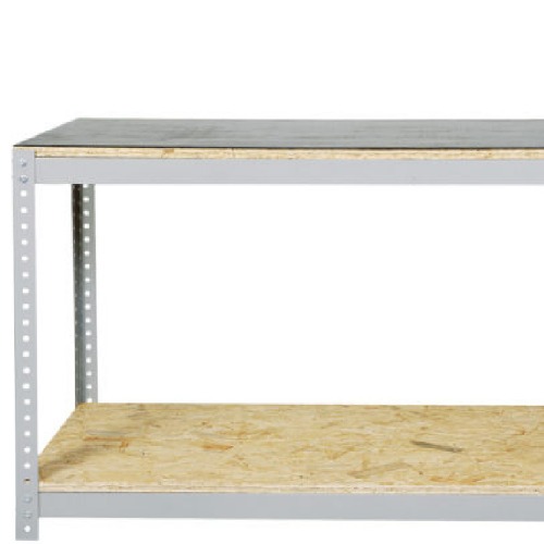 Bancada desmontável 1500 x 600 mm com 1 prateleira e tampo em madeira osb - BM-J Bancada desmontável 1500 x 600 mm com 1 prateleira e tampo em madeira osb - BM-J