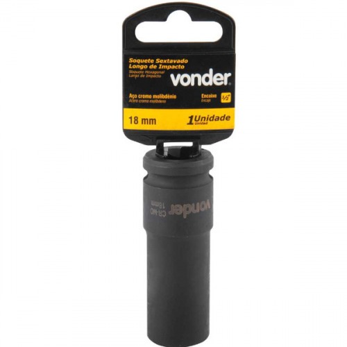 Soquete sextavado de impacto longo 18 mm encaixe 1/2 Soquete sextavado de impacto longo 18 mm encaixe 1/2