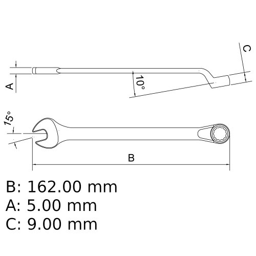 Chave combinada 11 mm aço cromo vanádio Chave combinada 11 mm aço cromo vanádio