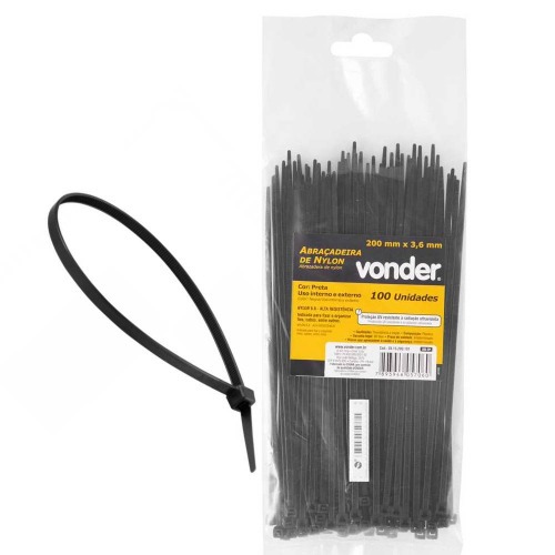 Abraçadeira de nylon 20 cm com 100 peças Abraçadeira de nylon 20 cm com 100 peças