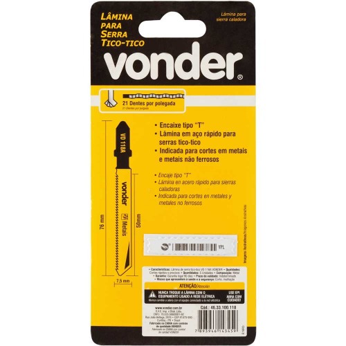 Lâmina serra tico tico 75 mm 21 dentes para metal 5 peças Lâmina serra tico tico 75 mm 21 dentes para metal 5 peças