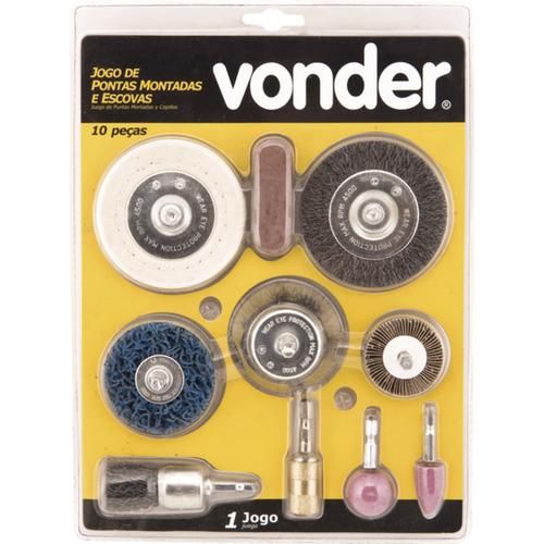 Jogo de pontas montadas e escova com 10 peças Jogo de pontas montadas e escova com 10 peças