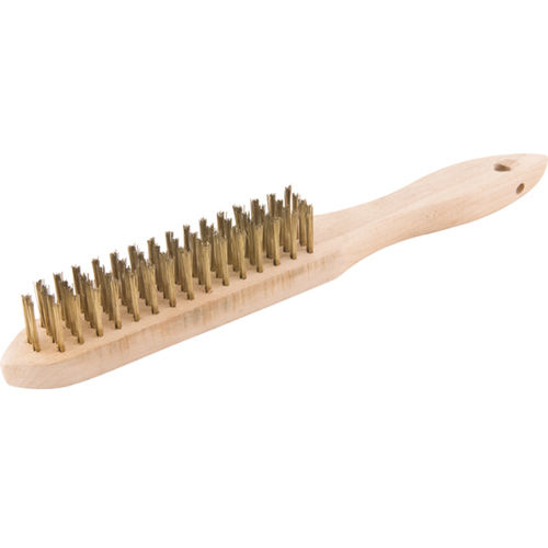 Escova manual com cerdas de latão 4 fileiras cabo de madeira Escova manual com cerdas de latão 4 fileiras cabo de madeira