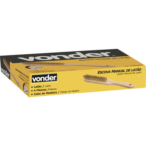 Escova manual com cerdas de latão 4 fileiras cabo de madeira Escova manual com cerdas de latão 4 fileiras cabo de madeira