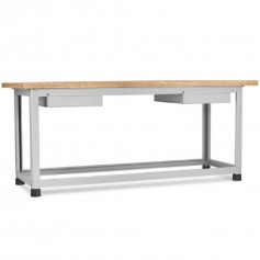 Bancada desmontável com 2 gavetas e tampo em compensado pinus envernizado - BM-E Bancada desmontável com 2 gavetas e tampo em compensado pinus envernizado - BM-E