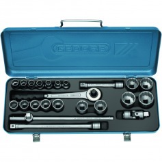 Jogo de soquetes estriados 12 a 32 mm encaixe 1/2 Jogo de soquetes estriados 12 a 32 mm encaixe 1/2